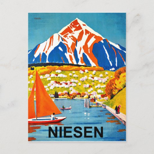 Niesen, bergtop over het meer, Zwitserland Briefkaart (Voorkant)