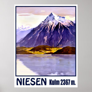 Niesen, bergtop, Zwitserland, vintage reisposter Poster