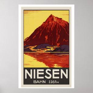 Niesen Zwitserland Vintage Reisposter - Ingelijst Poster