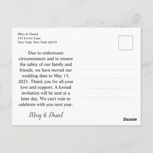 Niet 6 voet uit elkaar Wedding Update Sla de datum Briefkaart (Achterkant)