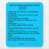 Niet aanbevolen activiteiten met een hoog risico muismat (Voorkant)