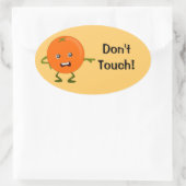Niet aanraken! Oranje stripfiguur Ovale Sticker (Tas)