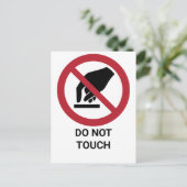 Niet aanraken, verbodsbord briefkaart (Staand voorkant)