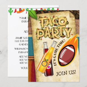Niet-alcoholisch Football Taco Party Invitation Kaart