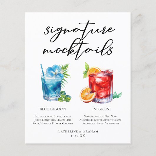 Niet-alcoholische Blue Lagoon Negroni Mocktail Men (Voorkant)