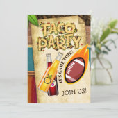 Niet Alcoholische Voetbal Taco Feest Uitnodiging (Staand voorkant)