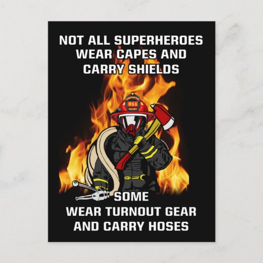 Niet alle Superhelden...brandweerman Briefkaart (Voorkant)