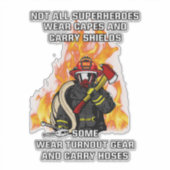 Niet alle Superhelden...brandweerman Sticker (Voorkant)
