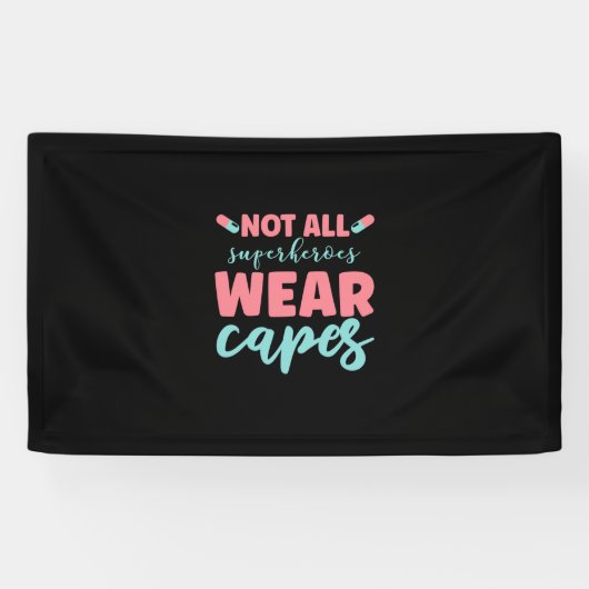 Niet alle superhelden Draag capsules Spandoek (Horizontaal)