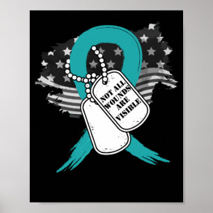Niet alle wonden zijn zichtbaar Blauwgroen PTSD Aw Poster