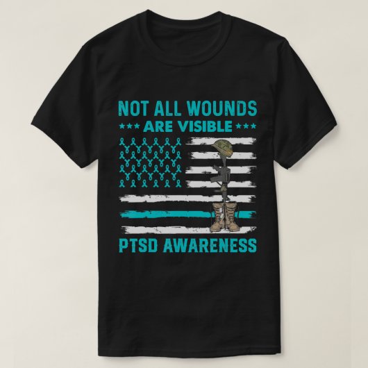 Niet alle wonden zijn zichtbaar PTSD Bewustheid Bl T-shirt (Design voorkant)