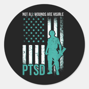 Niet alle wonden zijn zichtbaar - PTSD bewustzijn Ronde Sticker