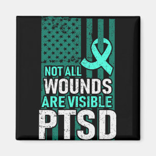 Niet alle wonden zijn zichtbaar PTSD Steun Bewustz Magneet