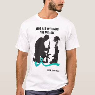 NIET ALLE WONDEN ZIJN ZICHTBAAR. PTSS-BEWUSTZIJN. T-SHIRT