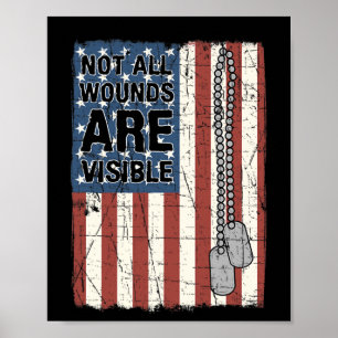 Niet alle wonden zijn zichtbaar PTSS citaat US Arm Poster