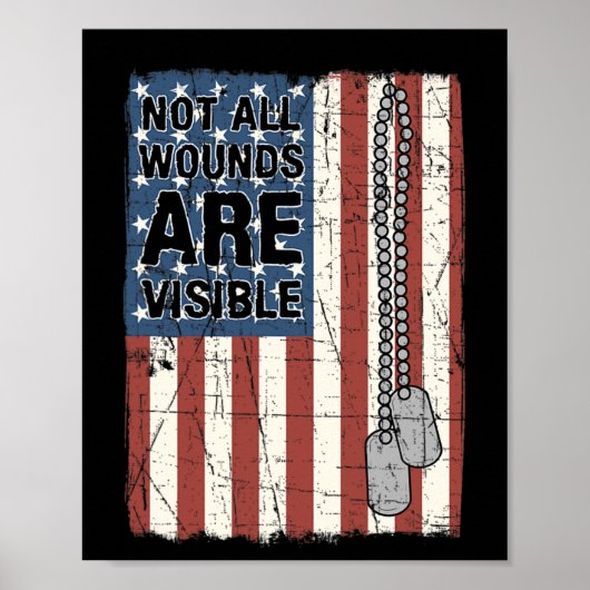 Niet alle wonden zijn zichtbaar PTSS citaat US Arm Poster (Voorkant)