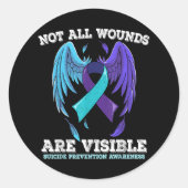 Niet alle wonden zijn zichtbaar zelfmoordbewustzij ronde sticker (Voorkant)