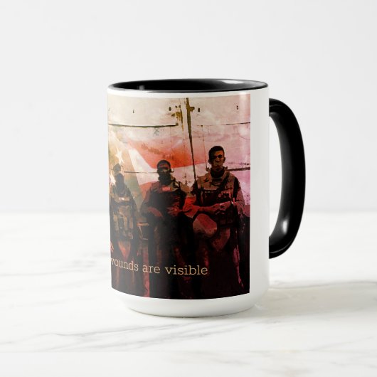 Niet alle wonden zijn Zichtbare PTSD Bewustmakings Mok (Voorkant rechts)