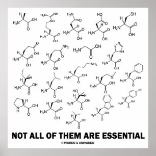Niet alle zijn essentieel (20-aminozuren) poster