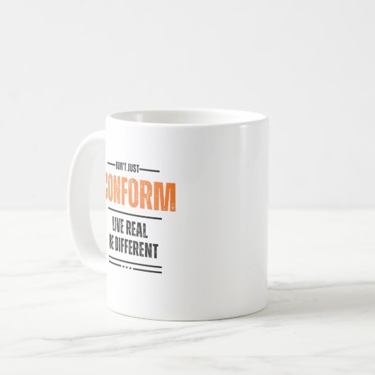 Niet alleen conformeren - Persoonlijke verklaring Koffiemok (Voorkant links)