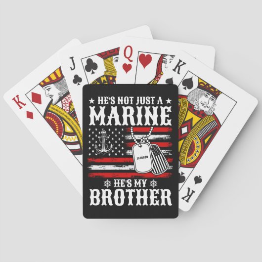 Niet alleen een marinier, hij is mijn broer Patrio Pokerkaarten (Achterkant)