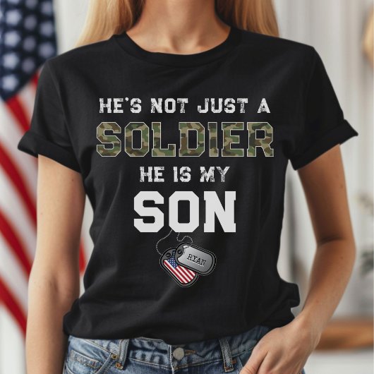 Niet alleen een soldaat, mijn zoon leger militaire t-shirt