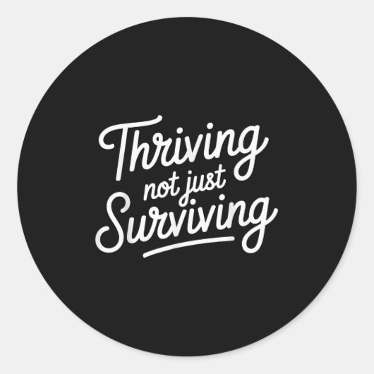 Niet alleen overleven script quote ronde sticker (Voorkant)