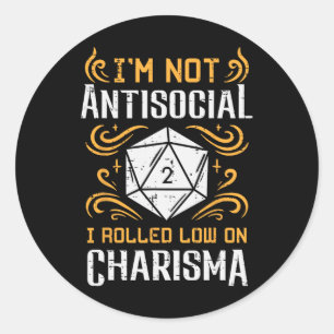 Niet anti-sociaal lage charisma grappige Rpg-gamer Ronde Sticker