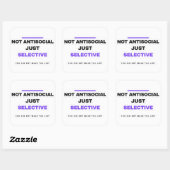 Niet Antisociaal, Gewoon Selectief Grappige Sticke Vierkante Sticker (Vel)