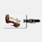 "Niet bang voor hoogten" — Ontwerp met hoge hiel v Bagagelabel (Voorkant horizontaal)