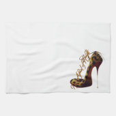 "Niet bang voor hoogten" — Ontwerp met hoge hiel v Theedoek (Horizontaal)