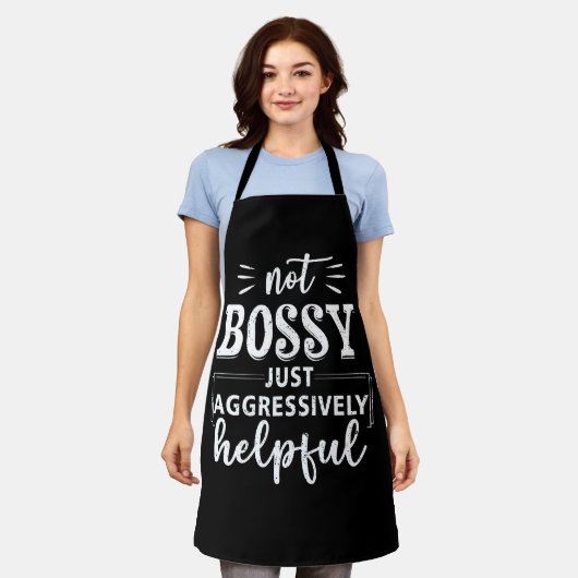 Niet bazig gewoon agressief behulpzame grappige ui schort (Gedragen)