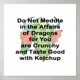 Niet bedachtzaam zwarte drakenkop poster