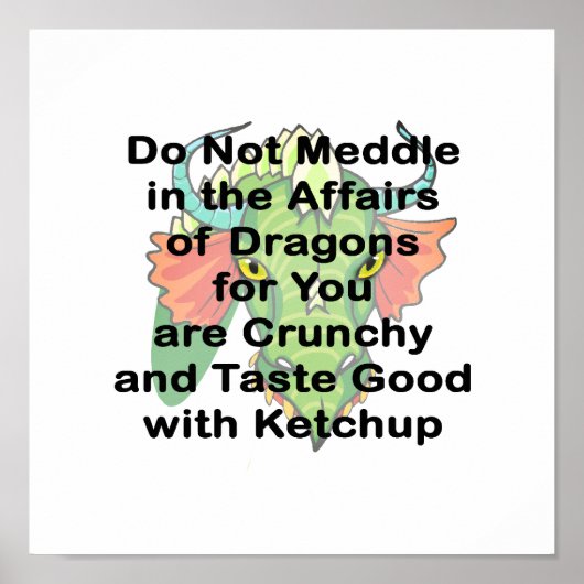 Niet bedachtzaam zwarte drakenkop poster (Voorkant)