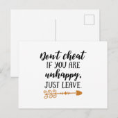 Niet bedriegen als je ongelukkig bent, gewoon wegg briefkaart (Voorkant / Achterkant)