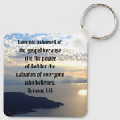 Niet beschaamd over God Bijbel Verse Romeinen 1:16 Sleutelhanger (Achterkant)