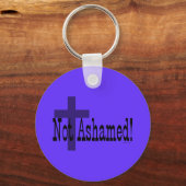 Niet beschaamd! Romeinen 1:16 (met kruis) Sleutelhanger (Voorkant)