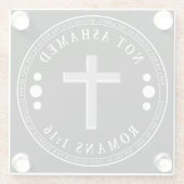 Niet beschaamd voor de Christelijke Bijbelse Verse Glazen Onderzetter (Achterkant)