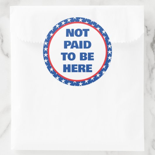 Niet betaald om hier te protesteren ronde sticker (Tas)