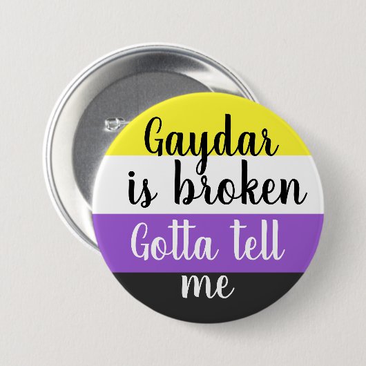 Niet-binair | Gaydar is gebroken | Ronde Button 7,6 Cm (Voorkant /achterkant)