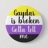 Niet-binair | Gaydar is gebroken | Ronde Button 7,6 Cm (Voorkant)