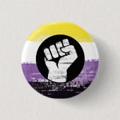 Niet binair gekleurde protestvlag ronde button 3,2 cm (Voorkant)