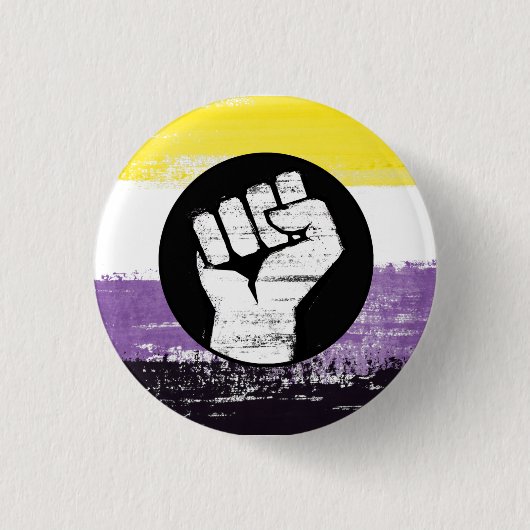 Niet binair gekleurde protestvlag ronde button 3,2 cm (Voorkant)