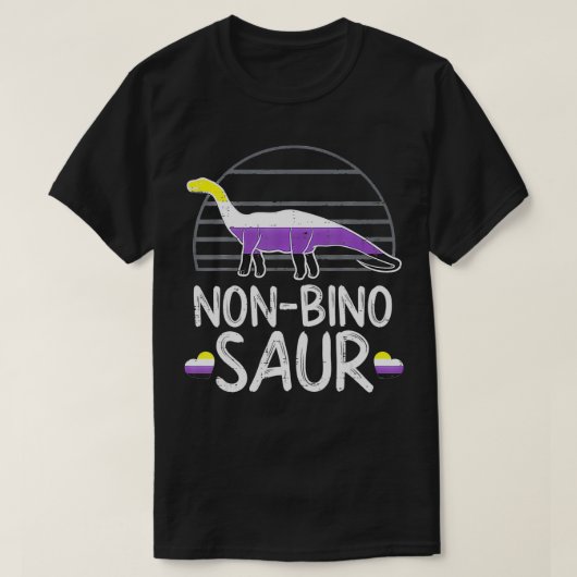 Niet Binair Saur Dinosaur LGBTQ NonBinaire Vlag Ge T-shirt (Design voorkant)