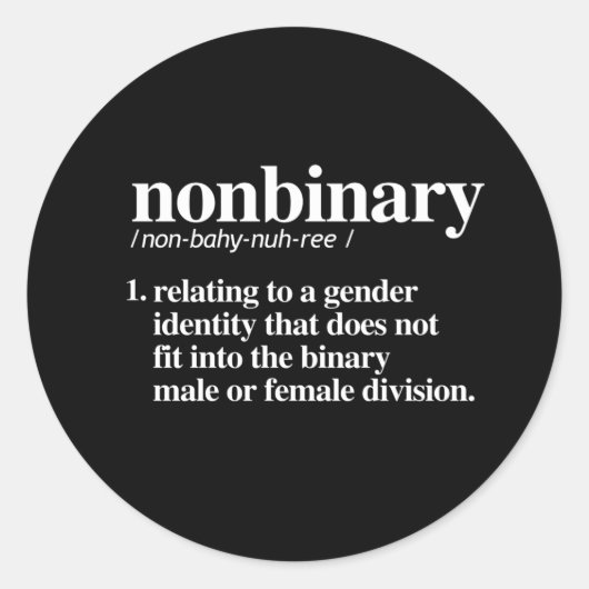 Niet-binaire definitie ronde sticker (Voorkant)
