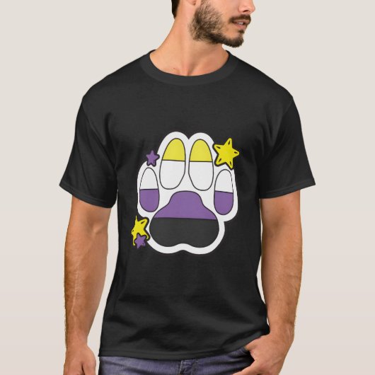 Niet-binaire Furry Paw LGBTQ maand Gay Rights Prid T-shirt (Voorkant)