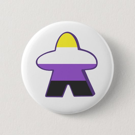Niet-binaire gamermeeple ronde button 5,7 cm (Voorkant)