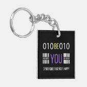 Niet-binaire Genderqueer Happy Sleutelhanger (Voorkant Links)