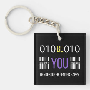 Niet-binaire Genderqueer Happy Sleutelhanger