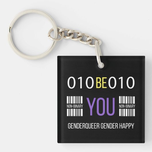 Niet-binaire Genderqueer Happy Sleutelhanger (Voorkant)